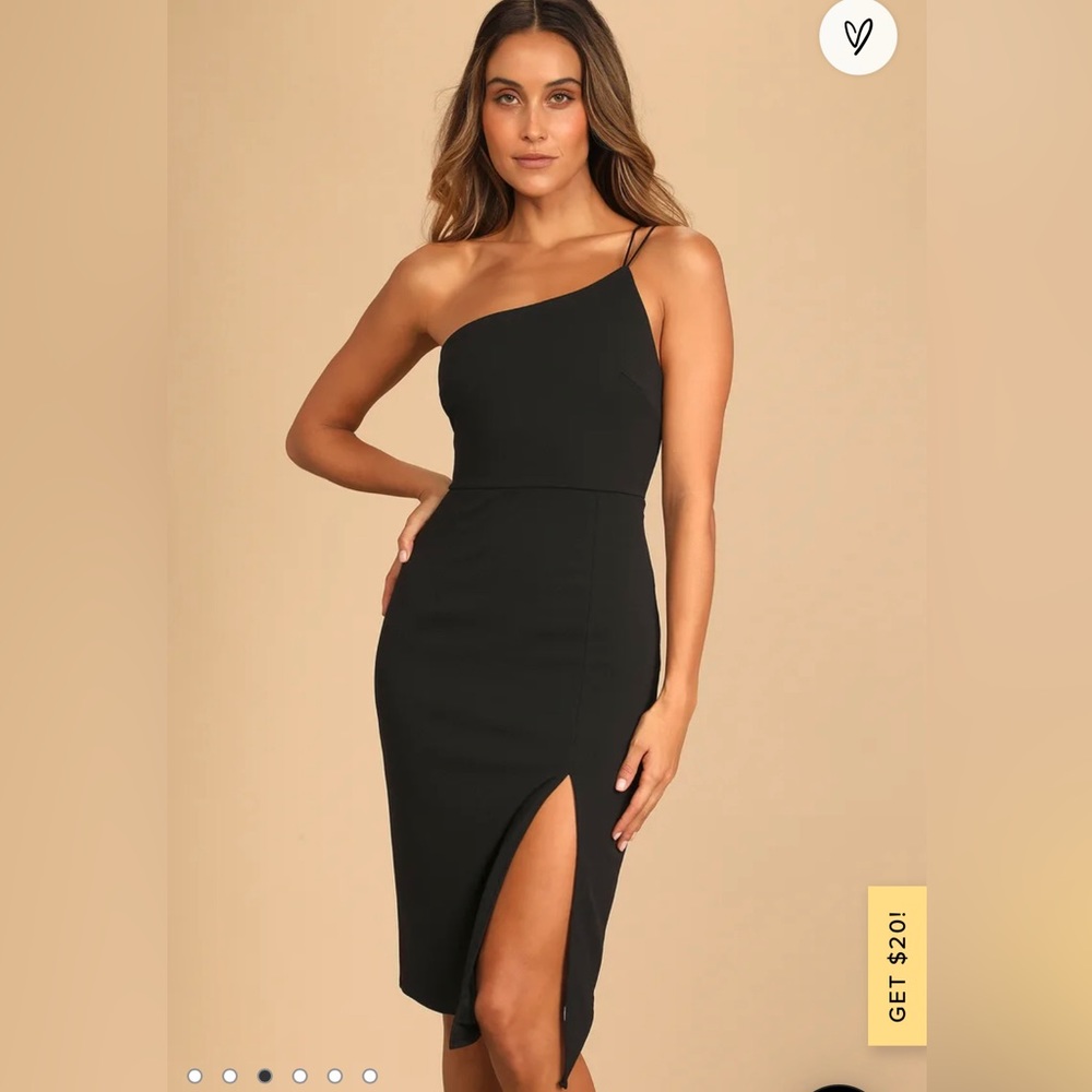 Black Asymmetrical Bodycon Midi Dress.